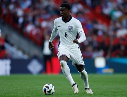 Marc Guéhi of England with the ball