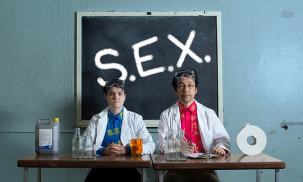 No sniggering at the back … Afton Moran and Mamoru Iriguchi in Sex Education Xplorers at Summerhall, Edinburgh.
