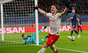 Marcel Sabitzer squeezed a header inside the near post to give RB Leipzig a 2-0 lead.