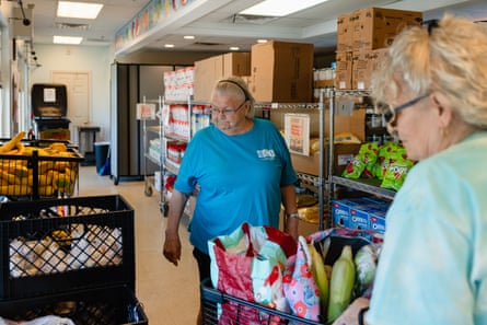people looking at food options