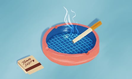An illustration of a cigarette in an ashtray.
