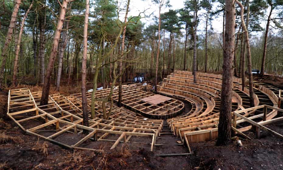 Sylvan scene … Thorington theatre under construction near Southwold, Suffolk.