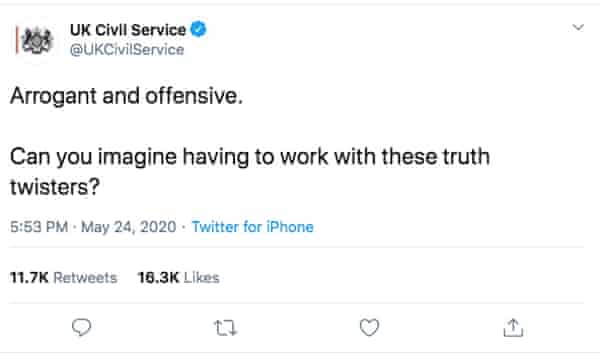 Truth Twisters Rogue Civil Service Tweet Causes Storm Politics The Guardian