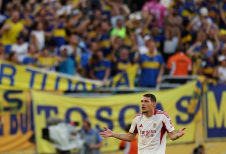 Benfica's Andrea Belotti after being sent off.