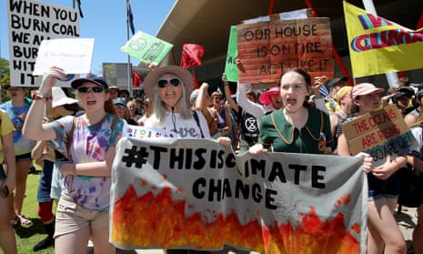 Activists from School Strike 4 Climate and Extinction Rebellion protest in Perth, Australia.