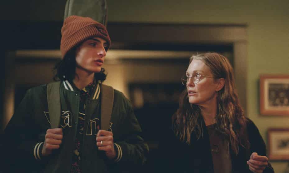 Finn Wolfhard and Julianne Moore in When You Finish Saving the World