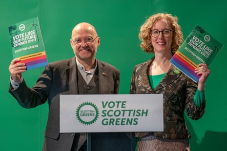 Scottish Green co-leaders Lorna Slater and Patrick Harvie lauching their manifesto in Summerhall in Edinburgh this morning.
