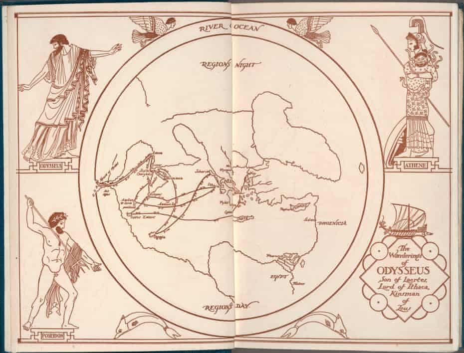 Map from the front endpapers of a 1935 edition of Homer’s Odyssey. 