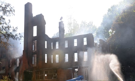 Chestnut Lodge on the day after it burned down in 2009.