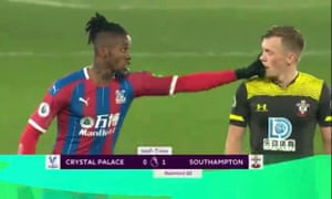 Wilfied Zaha appeared to poke James Ward-Prowse in the eye.