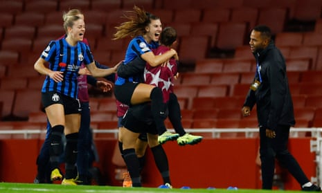Zurich's Seraina Piubel celebrates scoring their first goal.