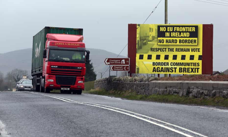 Traffic crosses from the Irish Republic into Northern Ireland near Dundalk