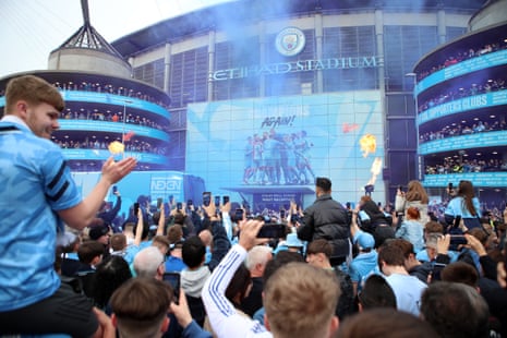 The scene outside the Etihad Stadium ahead of kick-off.