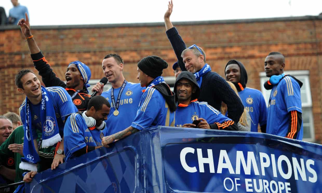 Roman Abramovich is front and centre of the Chelsea celebrations on the Champions League trophy parade when they first won the competition in 2012.