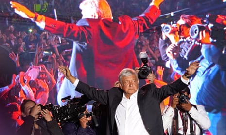 Andres Manuel Lopez Obrador, known as Amlo, waves to supporters at his closing election campaign rally in Mexico City. 