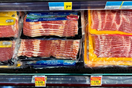 Bacon is displayed for sale