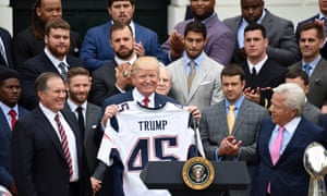 Donald Trump with Super Bowl winners the New England Patriots this week.