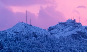 Snowy Lycabettus hill, Athens