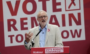 Jeremy Corbyn at a remain event in the run-up to the EU referendum