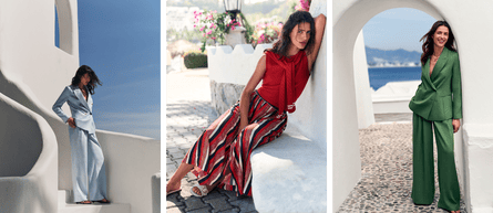 Models wearing clothes in strong colours