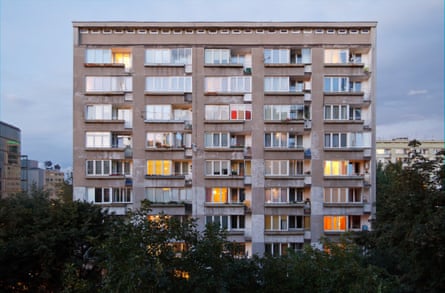 A Soviet-era prefabricated high-rise in the centre of Warsaw.