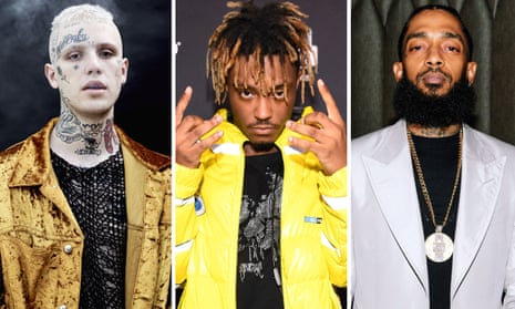 Lost voices … from left, Lil Peep, Juice WRLD and Nipsey Hussle.
