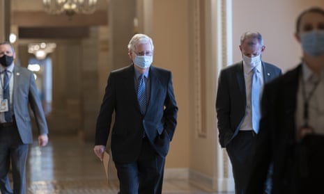 Mitch McConnell walks to the Senate chamber on Thursday.