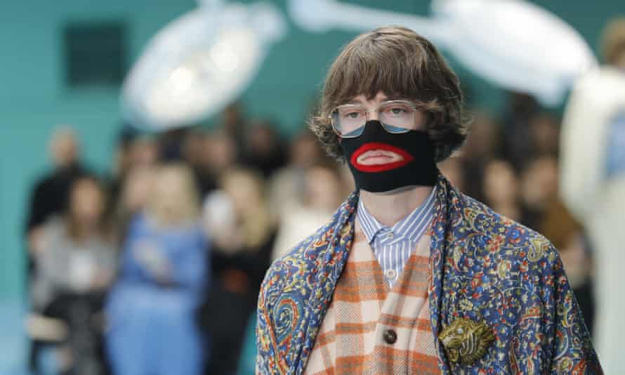 A model for Gucci’s autumn/winter 2018-19 collection is seen at Milan fashion week.