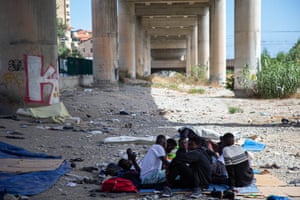 Ventimiglia, Italy: refugees and migrants try to reach France via Ventimiglia but are often pushed back by French police. They wait to try to cross again under a bridge 8km from the border for unknown periods in hard conditions as there is nothing to sleep on, no food, water or electricity