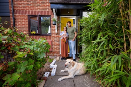 Michael Harkness and Carla Martinez with Amaya, at their new house in Didcot.