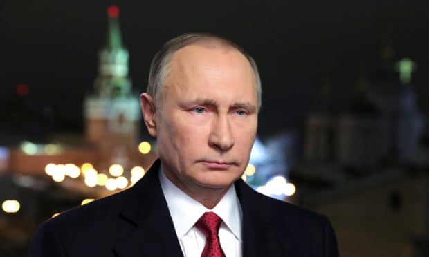 The Russian president makes his annual new year address to the nation from the Kremlin in Moscow last month.