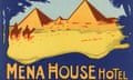 A Mena House hotel luggage label.
