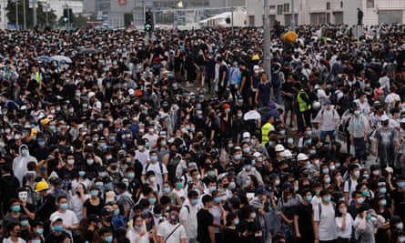 Protesters rally against a proposed extradition bill in Hong Kong on Wednesday.