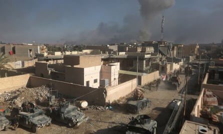 Smoke billows after a reported airstrike by the US-led coalition on the outskirts of Ramadi