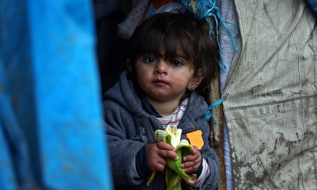 A Kurdish girl in a Dunkirk refugee camp