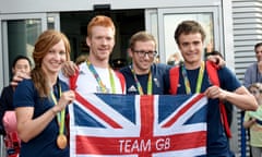 Team GB Olympic cyclists return home, Manchester Airport, UK - 18 Aug 2016<br>Mandatory Credit: Photo by MCPIX/REX/Shutterstock (5836075b) Joanna Rowsell, Ed Clancy, Jason Kenny, Steven Burke Team GB Olympic cyclists return home, Manchester Airport, UK - 18 Aug 2016