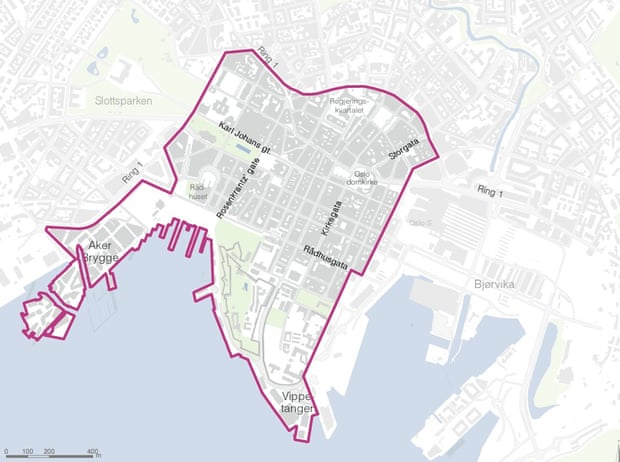 Oslo’s proposed car-free zone.