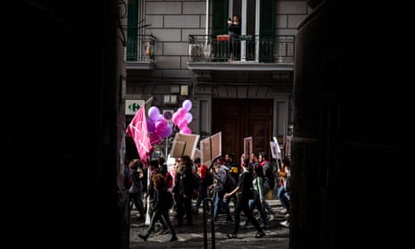 An International Women's Day march in Naples