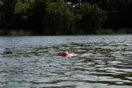 a person floating