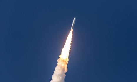 The Ariane 5 rocket launches from the Ariane Launch Area 3 at the European spaceport in Kourou, in French Guiana