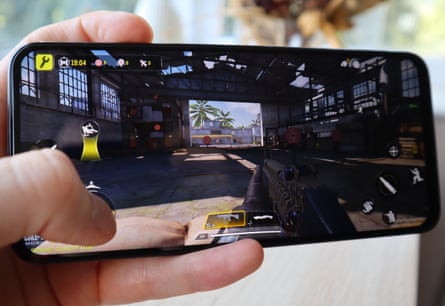 One of the test phones being used for gaming