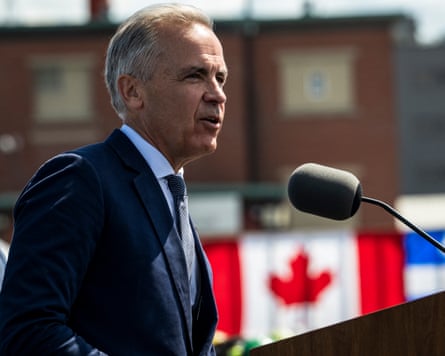 Canadian prime minister Mark Carney speaks about the trade dispute with the United States at the Davie shipyard in Levis, Quebec, Canada on 24 August 2026.