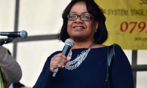 Diane Abbott speaks to demonstrators at the march.