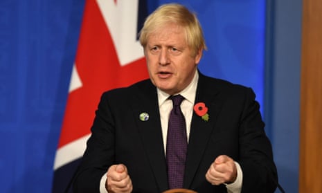 Boris Johnson speaks during a press conference inside the Downing Street Briefing Room in central London
