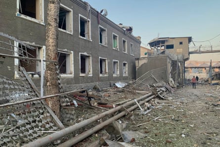 wrecked prison buildings
