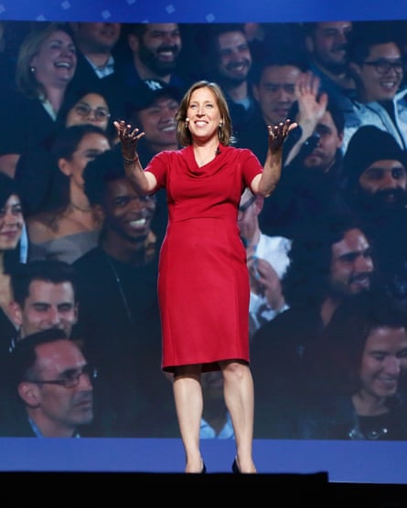 Wojcicki on stage presenting