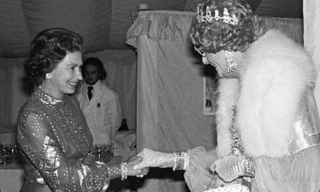 Meeting Queen Elizabeth II at Windsor, when he was among the host of stars appearing in the gala variety performance in the Big top at Home Park in aid of the Queen's Silver Jubilee Appeal.