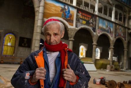 Justo Gallego Martínez in the cathedral he built in Mejorada del Campo, Spain, in 2014