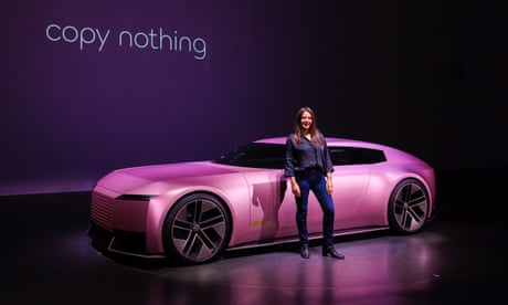 Ginny Buckley, chief executive of EV-buying website Electrifying.com, with the Jaguar Type 00 design concept car in the UK ahead of its launch in Miami, USA