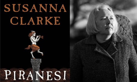Susanna Clarke with the cover of Piranesi.